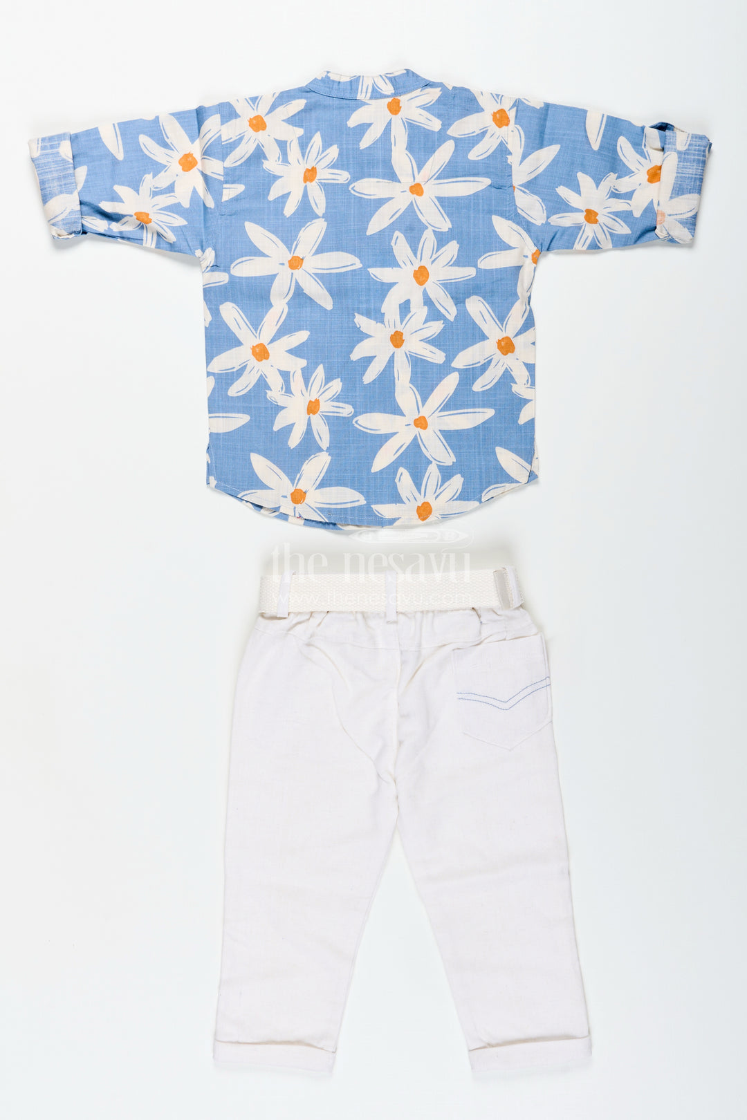 Boys floral printed shirt and pants cotton set for vacations and outings