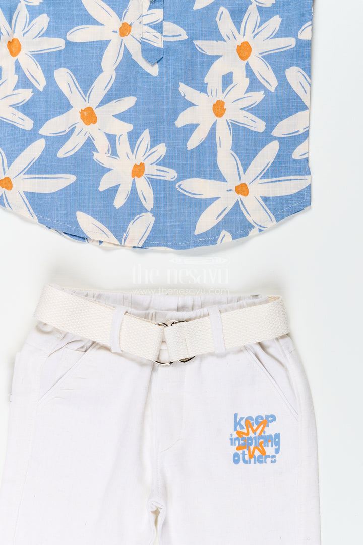 Boys floral printed shirt and pants cotton set for vacations and outings