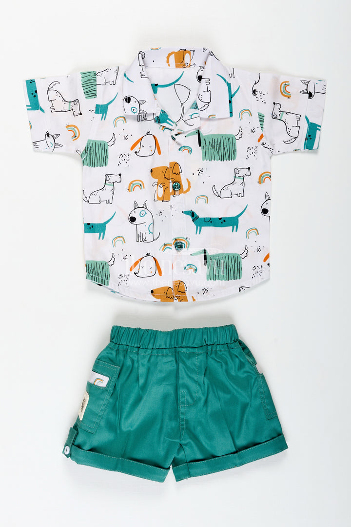 Toddler Boy Cotton Outfit With Animal Print For Summer