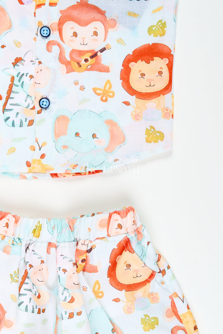 Toddler boys cotton co-ord set with jungle animal print for playtime and outings