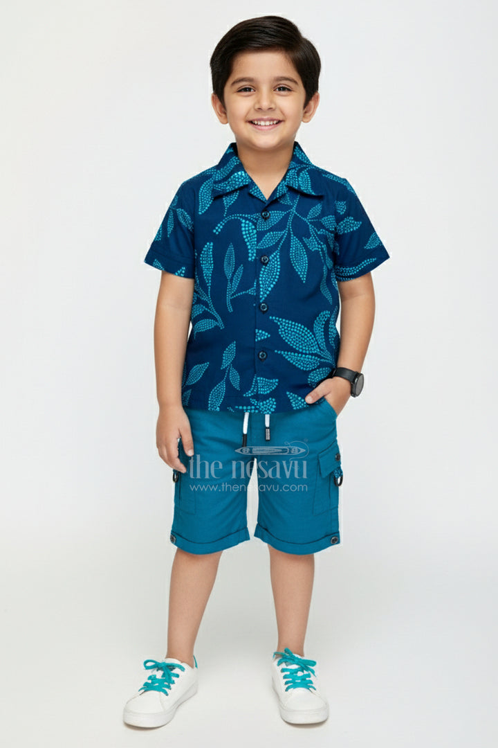 Boys Cotton Co-Ord Set with Bold Leaf Print for Summer Days and Playwear