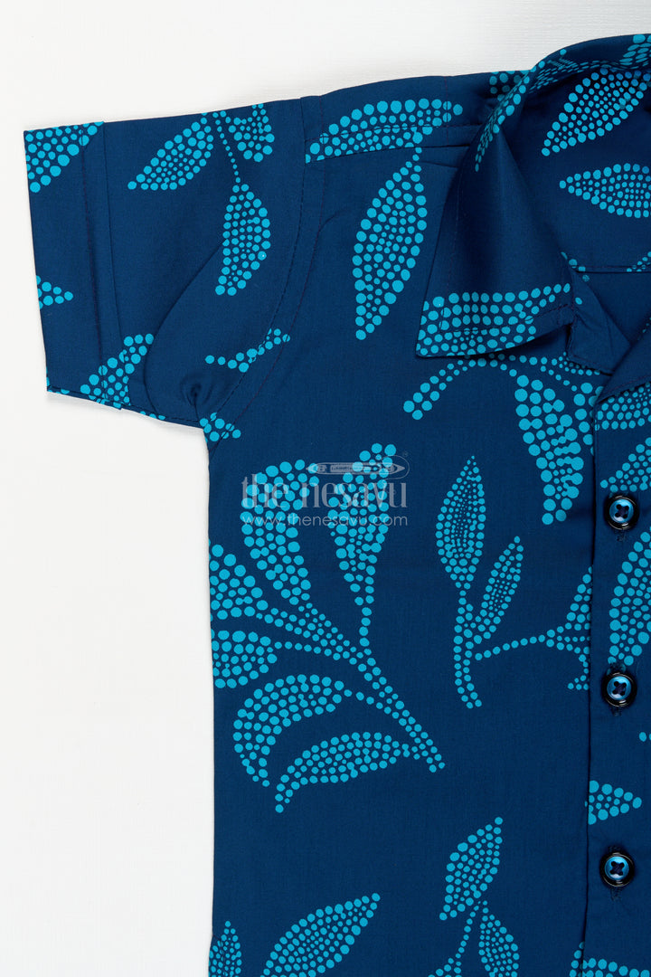 Boys cotton co-ord set with bold leaf print for summer days and playwear