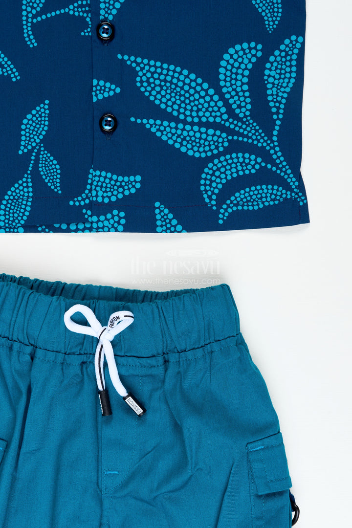 Boys cotton co-ord set with bold leaf print for summer days and playwear