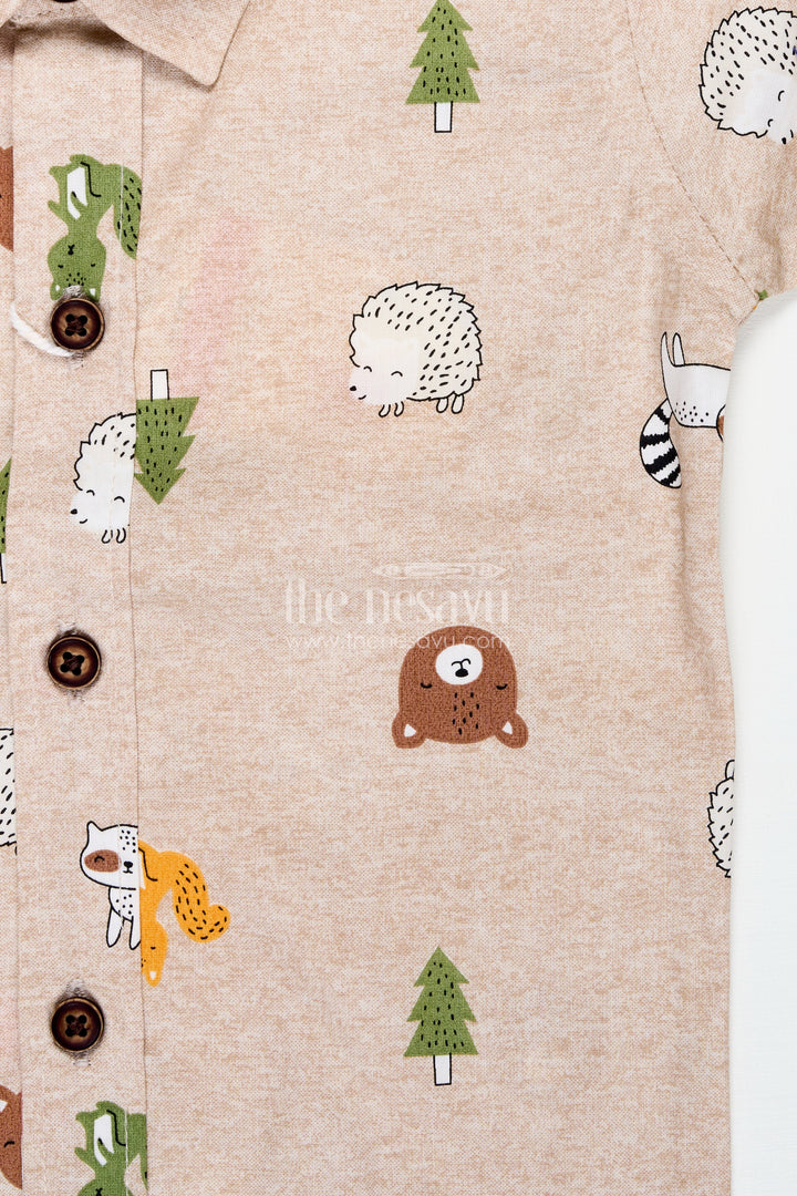 Jungle Print Shirt And Cargo Shorts Set For Toddler Boys