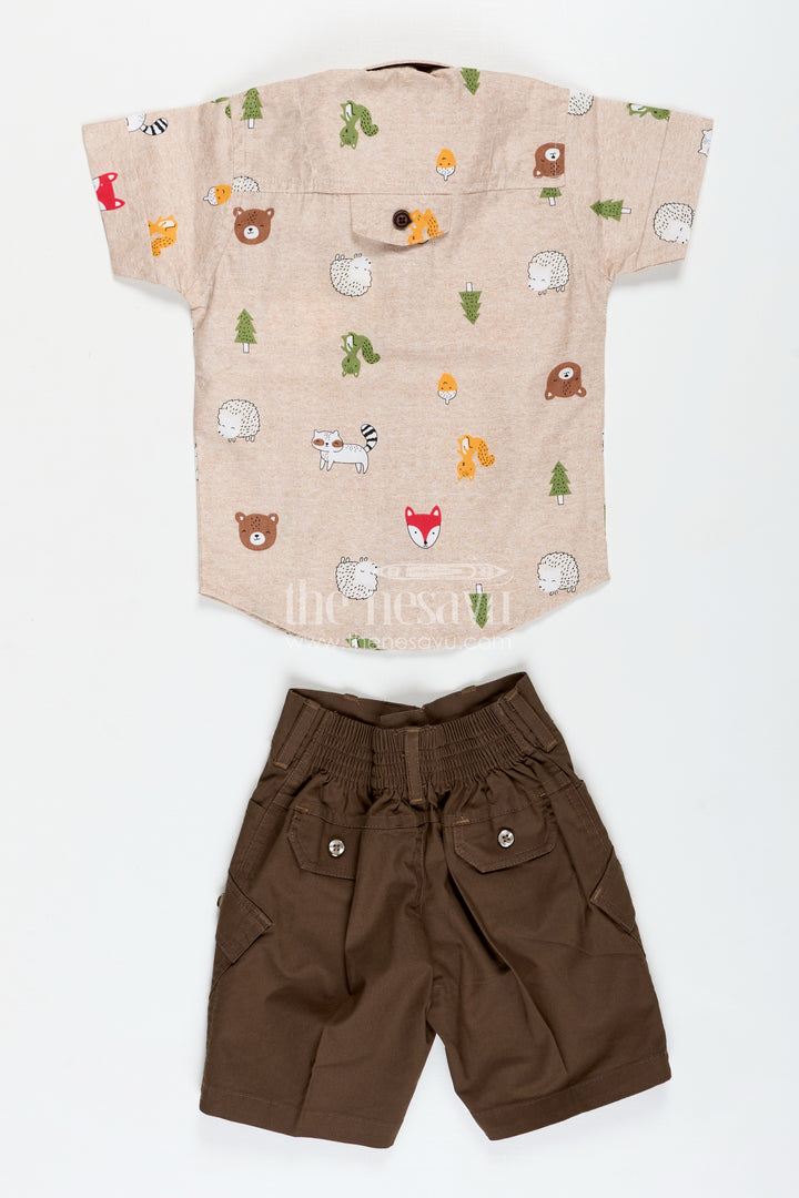 Jungle Print Shirt And Cargo Shorts Set For Toddler Boys