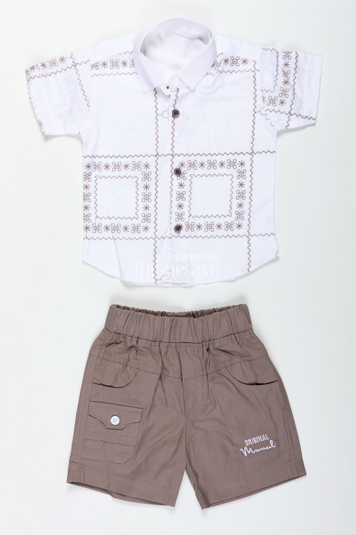 Baby Boy Birthday Outfit With Bowtie White Cotton Shirt And Shorts Set