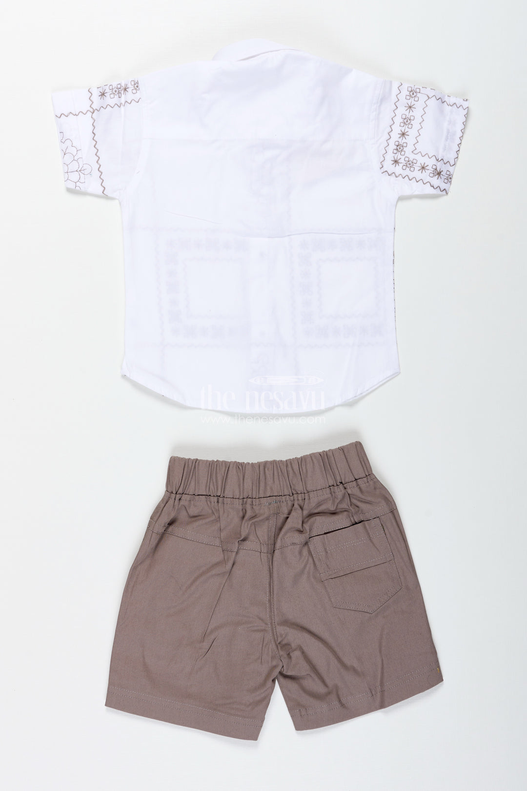 Baby Boy Birthday Outfit With Bowtie White Cotton Shirt And Shorts Set