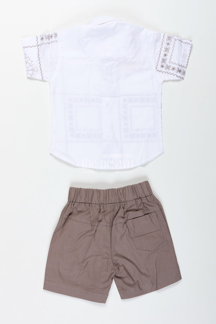 Baby Boy Birthday Outfit With Bowtie White Cotton Shirt And Shorts Set