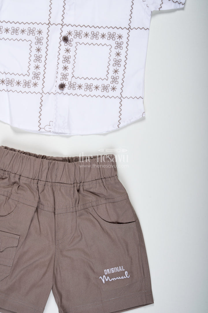 Baby Boy Birthday Outfit With Bowtie White Cotton Shirt And Shorts Set