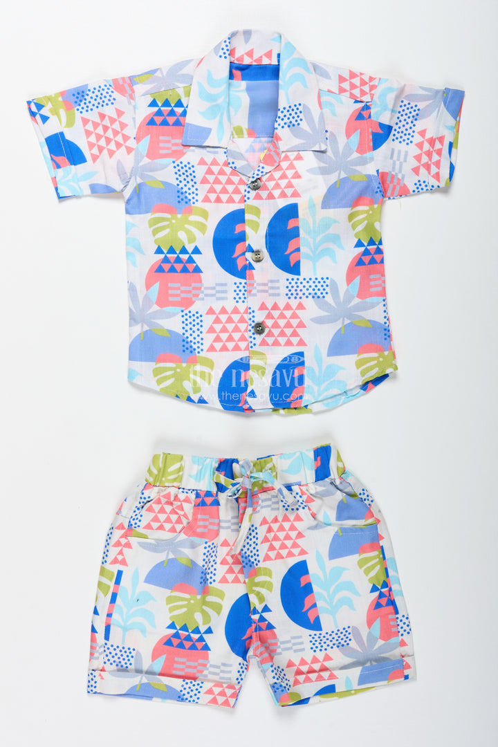 Cotton casual shirt and shorts set for toddler boys
