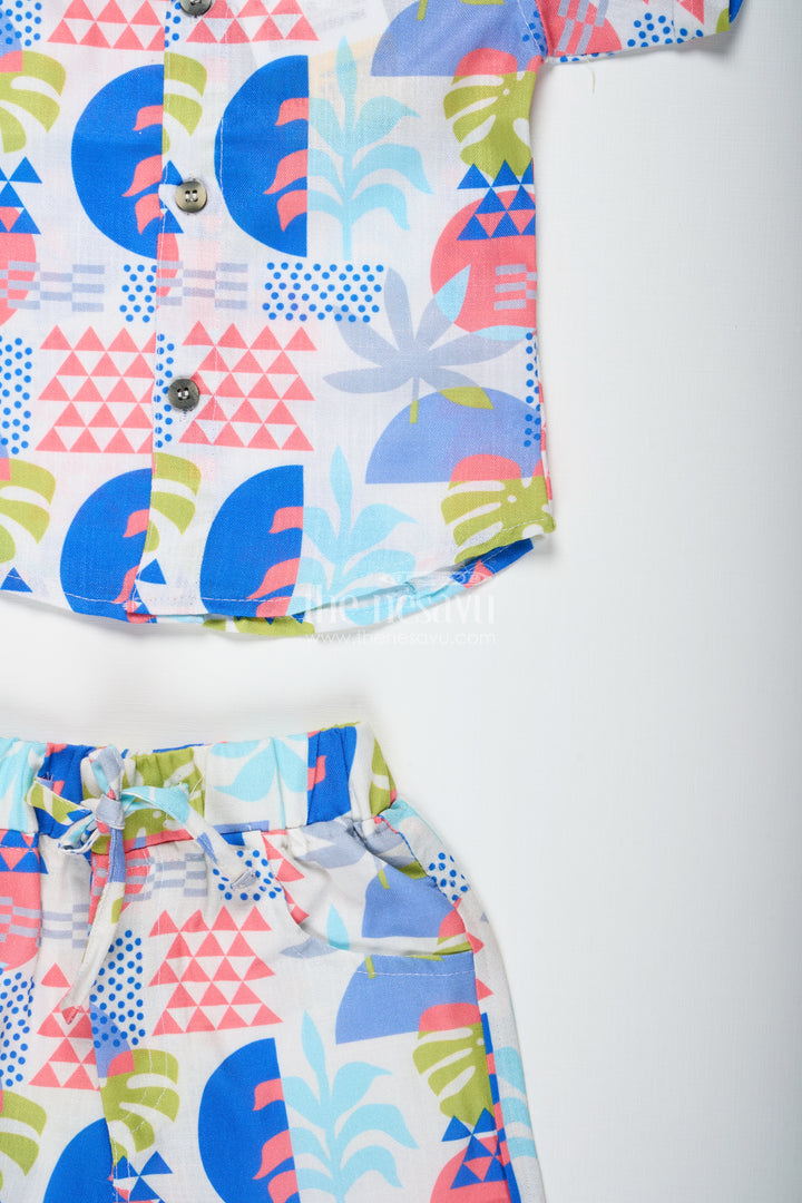 Cotton casual shirt and shorts set for toddler boys