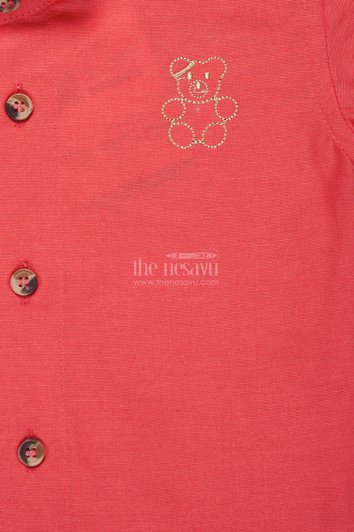 Boys Red Shirt And Olive Shorts Cotton Casual Set