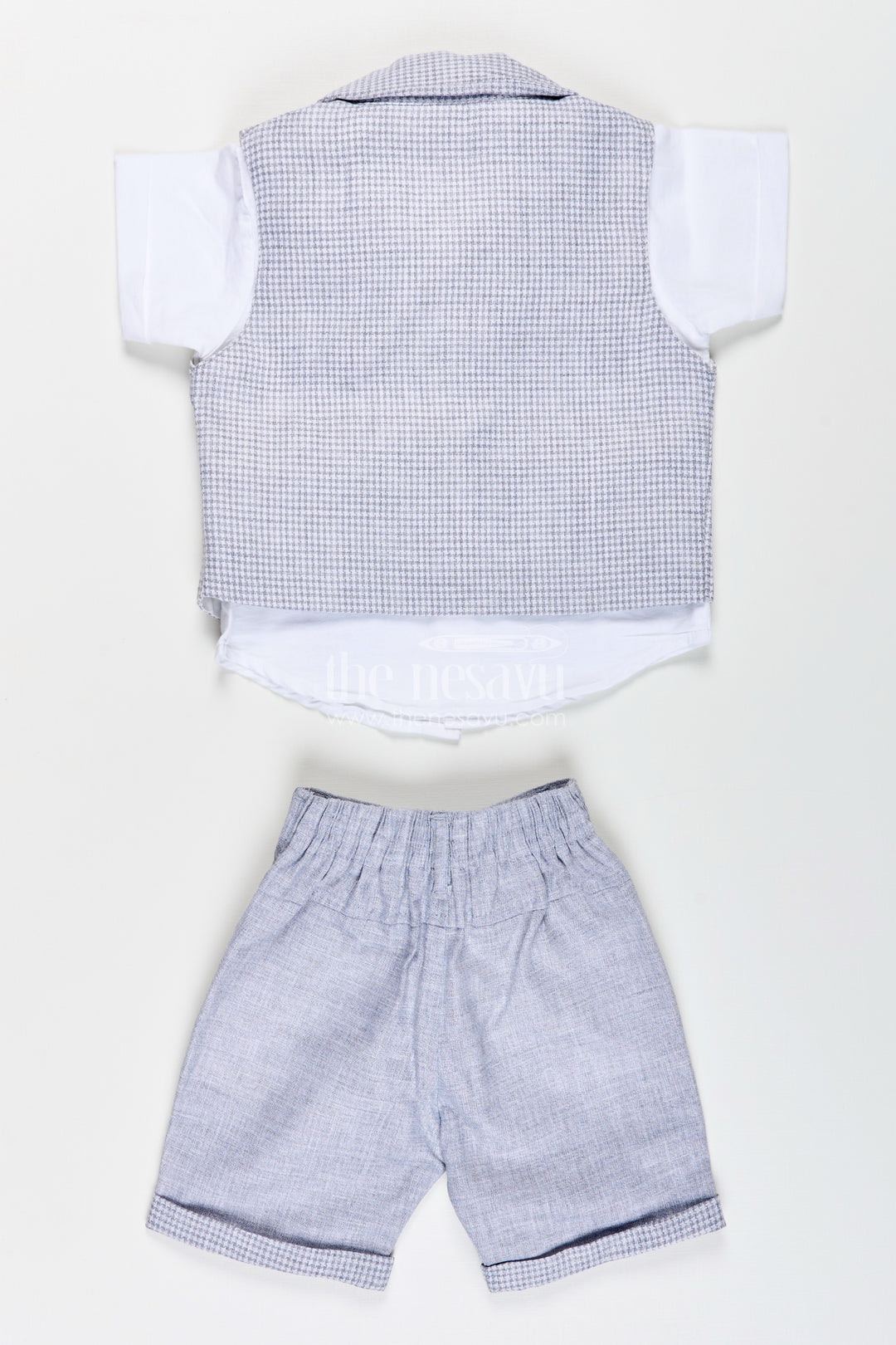 Toddler boys formal cotton set with checked jacket and bow tie