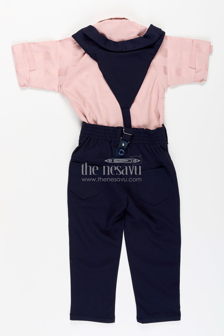 Toddler boys satin shirt and pants set with bow tie and suspenders