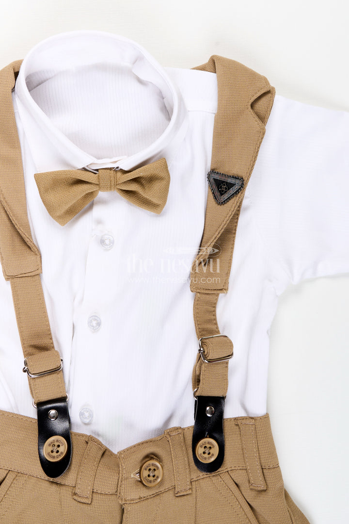 Toddler boys satin shirt and pants set with bow tie and suspenders