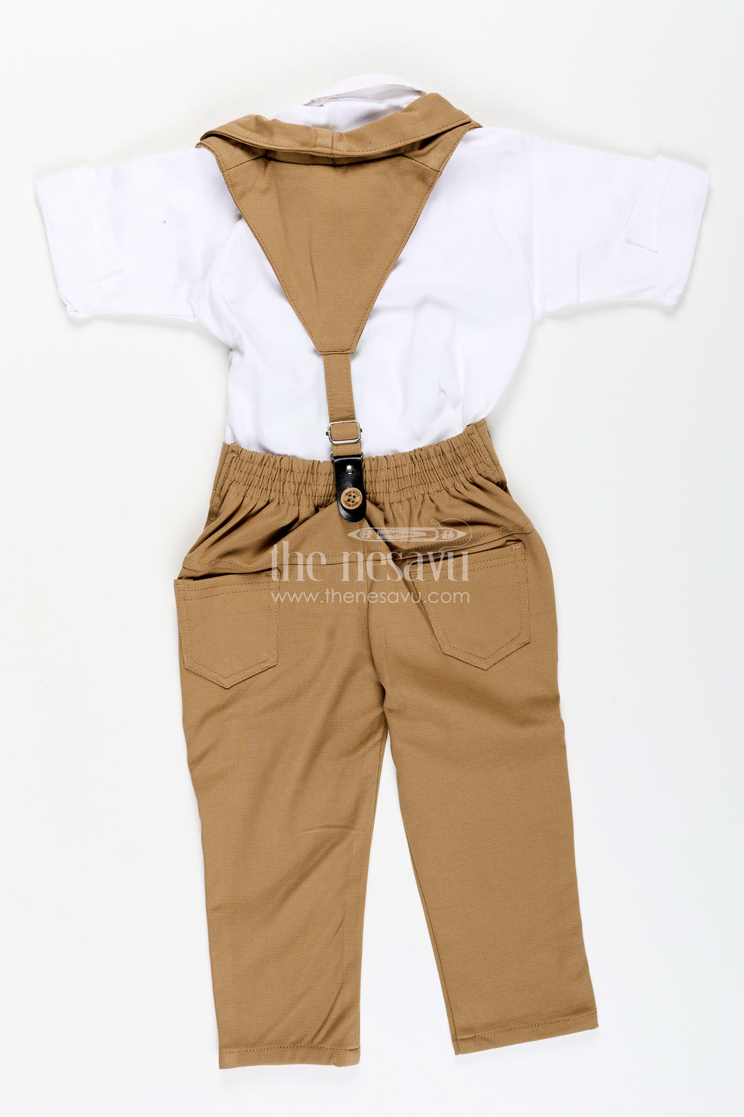 Toddler boys satin shirt and pants set with bow tie and suspenders