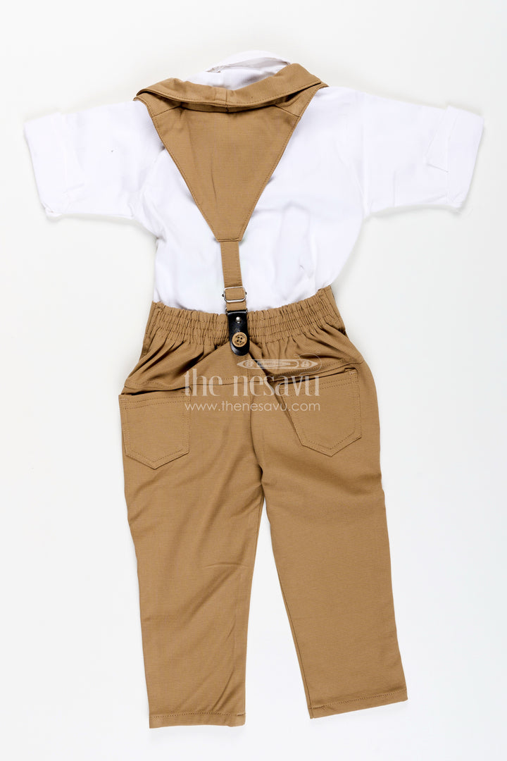 Toddler boys satin shirt and pants set with bow tie and suspenders