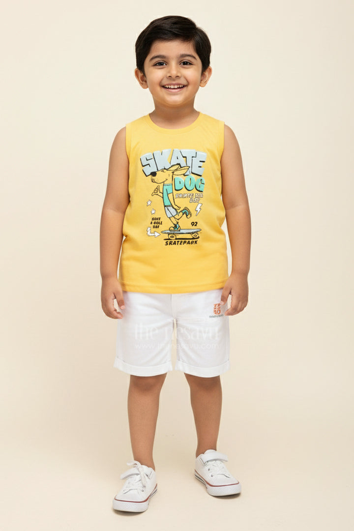 Toddler Boys Printed Shirt, T-Shirt, and Shorts Three-Piece Cotton Set