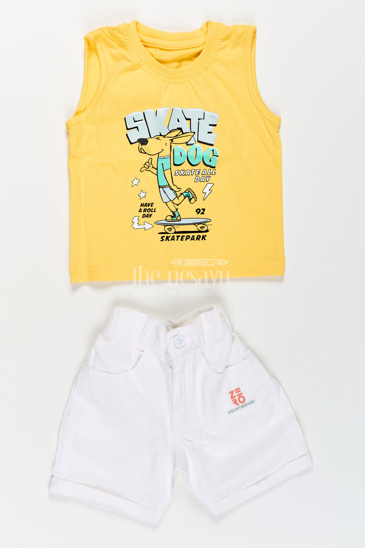 Toddler boys printed shirt, T-shirt, and shorts three-piece cotton set