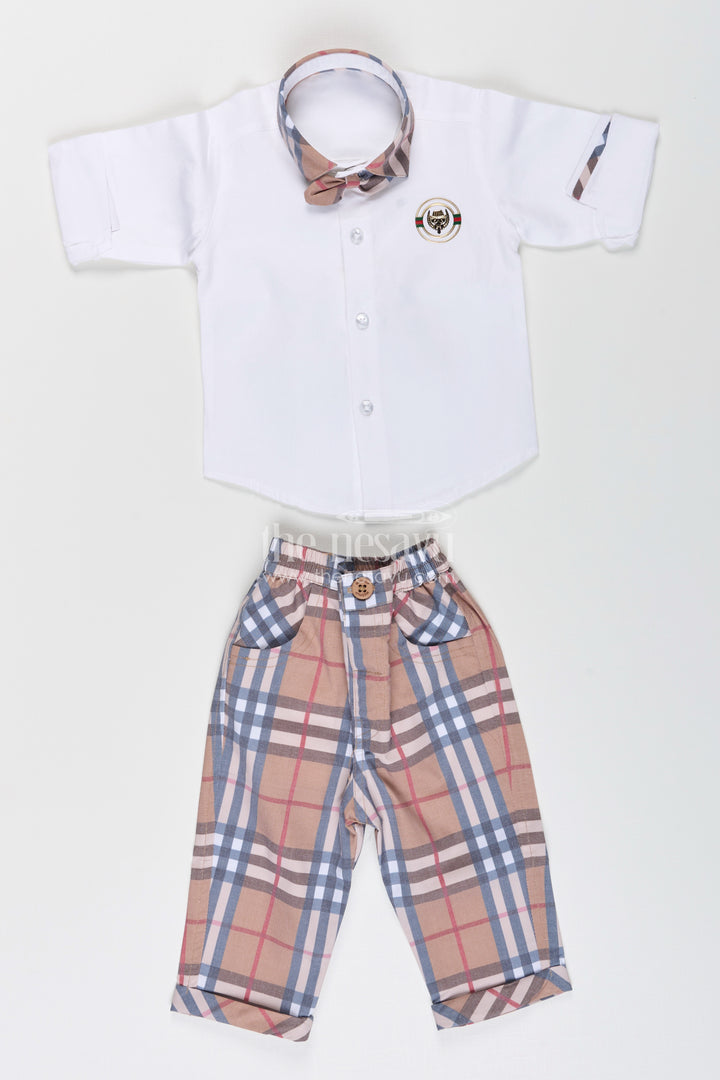 Toddler boys cotton shirt and checked pants set