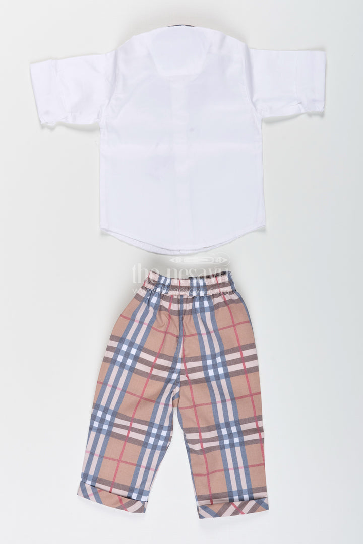 Toddler boys cotton shirt and checked pants set