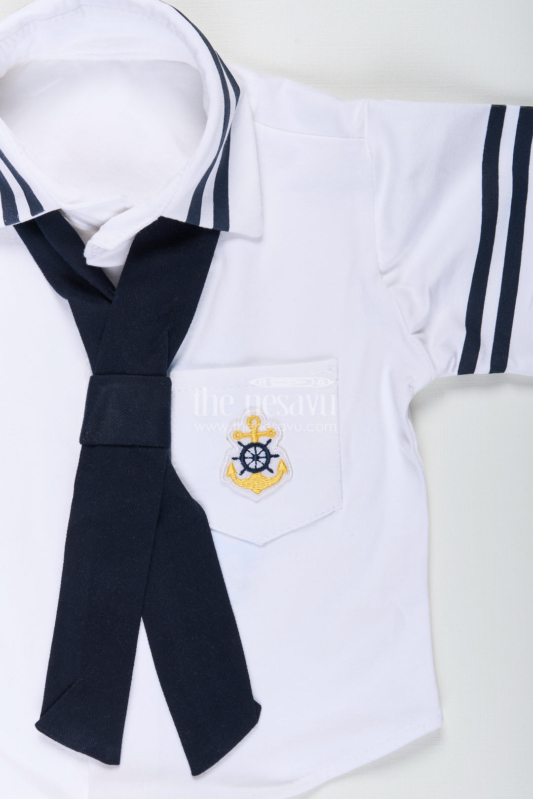Toddler boys nautical knitted cotton shirt and shorts set with cap