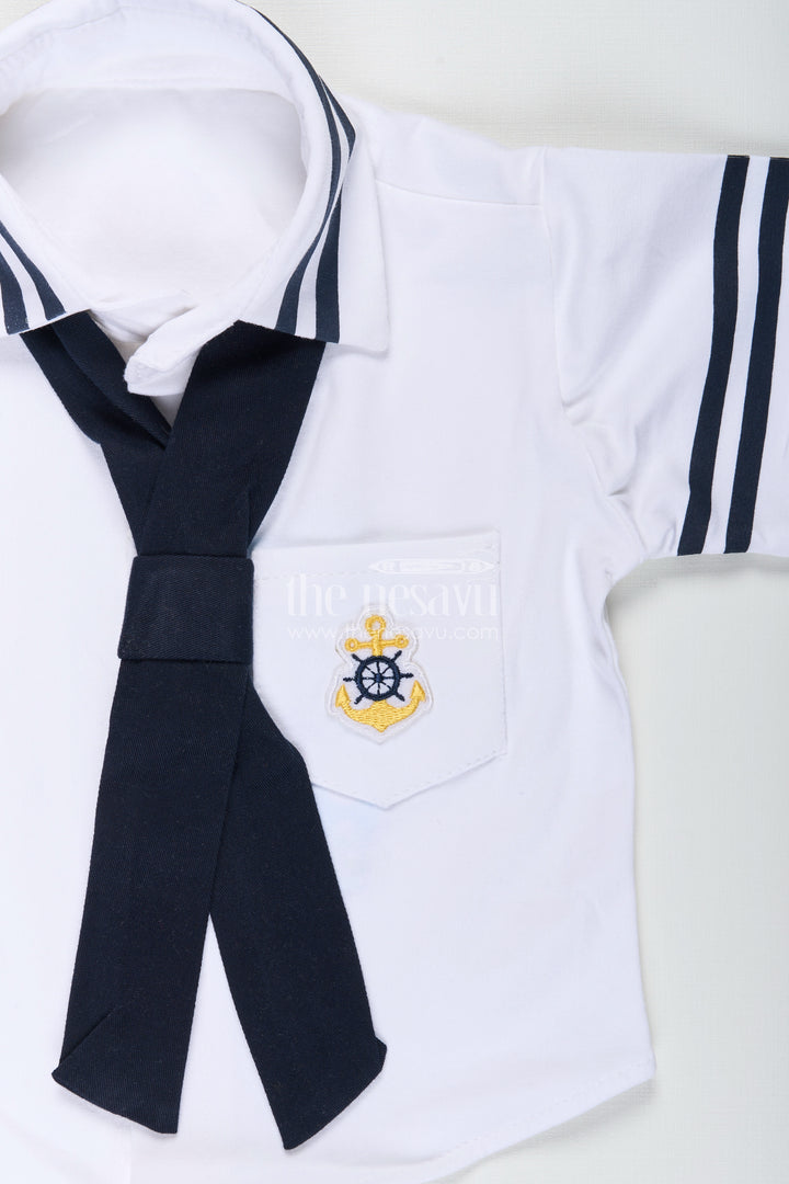 Toddler boys nautical knitted cotton shirt and shorts set with cap