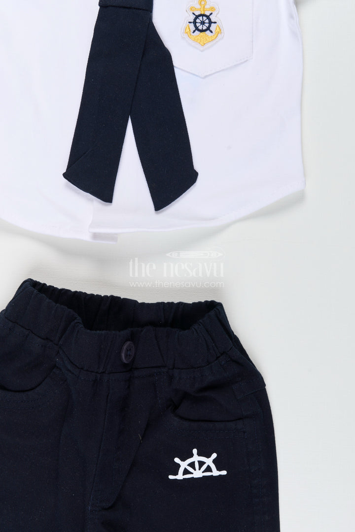 Toddler boys nautical knitted cotton shirt and shorts set with cap