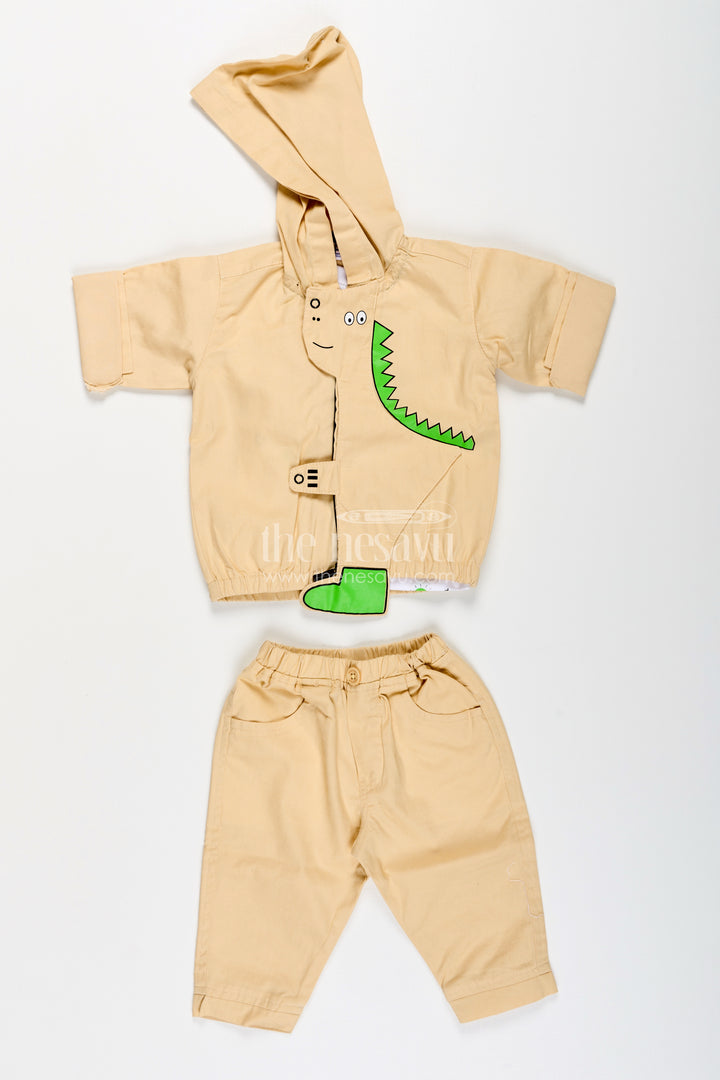 Toddler boys dinosaur hoodie cotton three-piece set