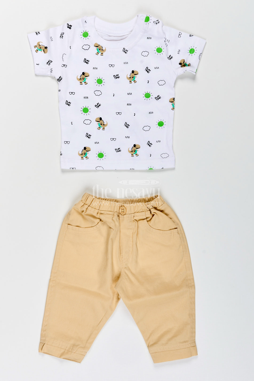 Toddler boys dinosaur hoodie cotton three-piece set