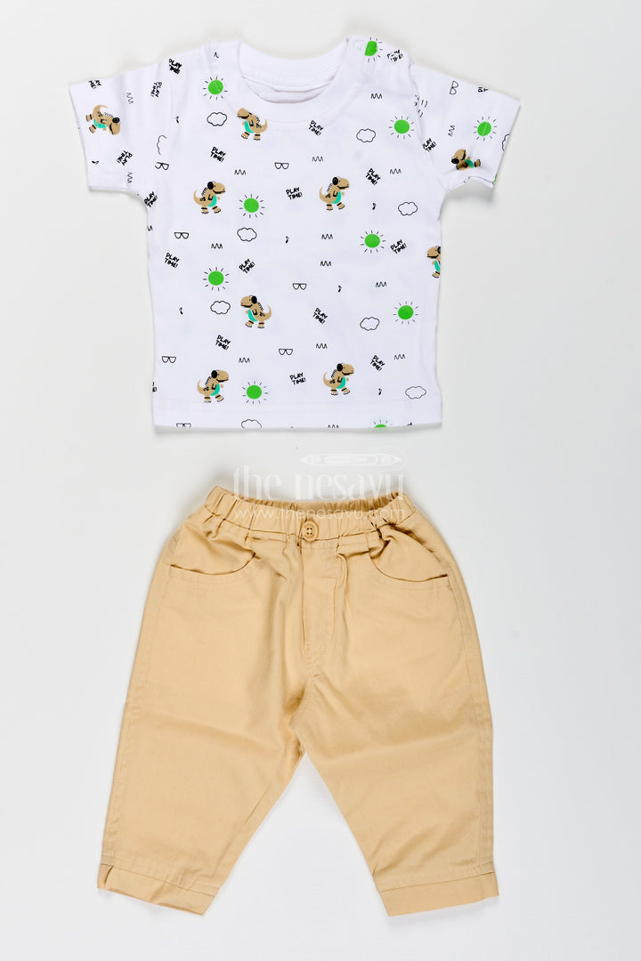 Toddler boys dinosaur hoodie cotton three-piece set