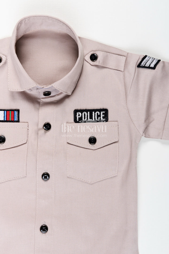 Toddler boys police uniform cotton shirt and shorts set with cap