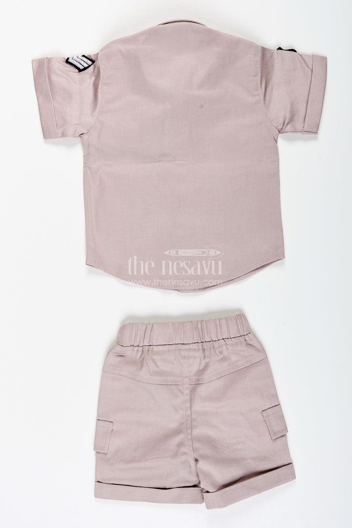 Toddler boys police uniform cotton shirt and shorts set with cap