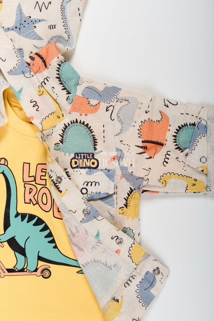 Toddler boys dinosaur print cotton hoodie and T-shirt set