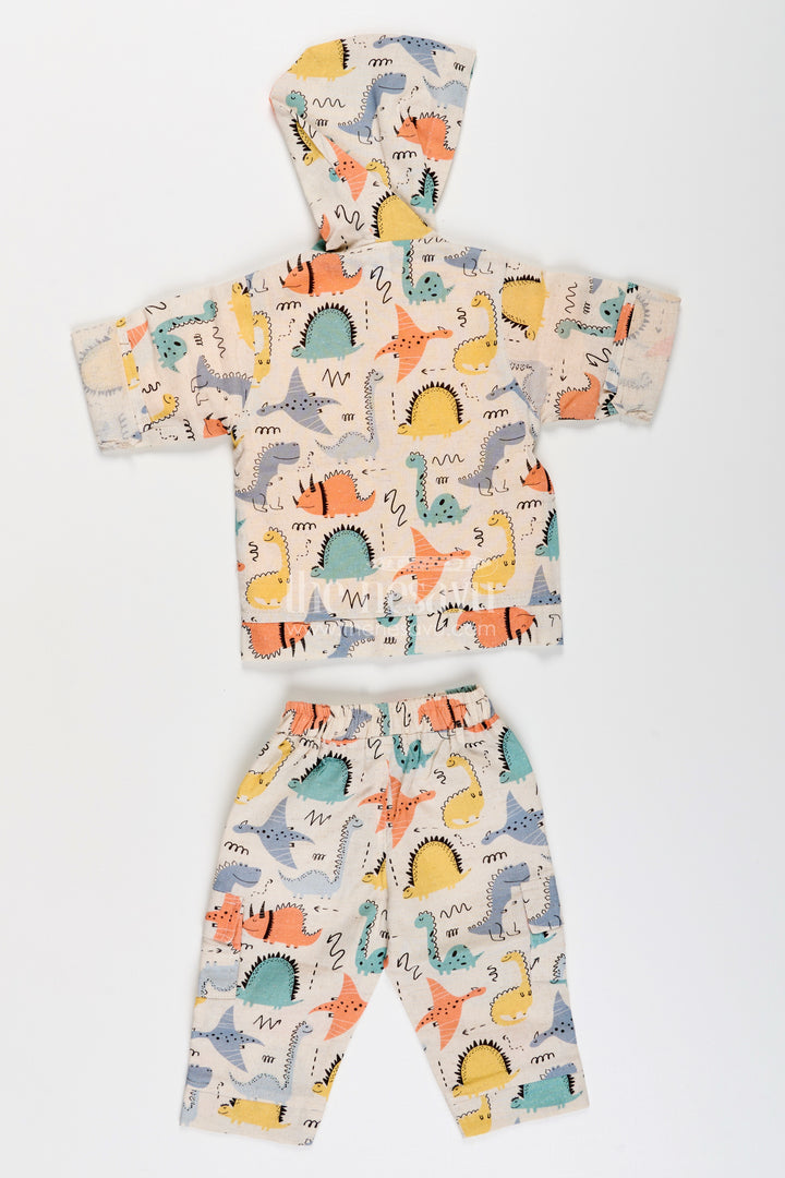 Toddler boys dinosaur print cotton hoodie and T-shirt set