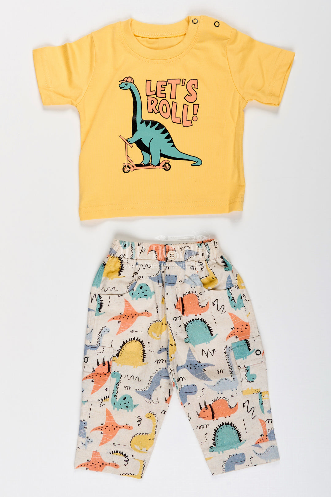 Toddler boys dinosaur print cotton hoodie and T-shirt set