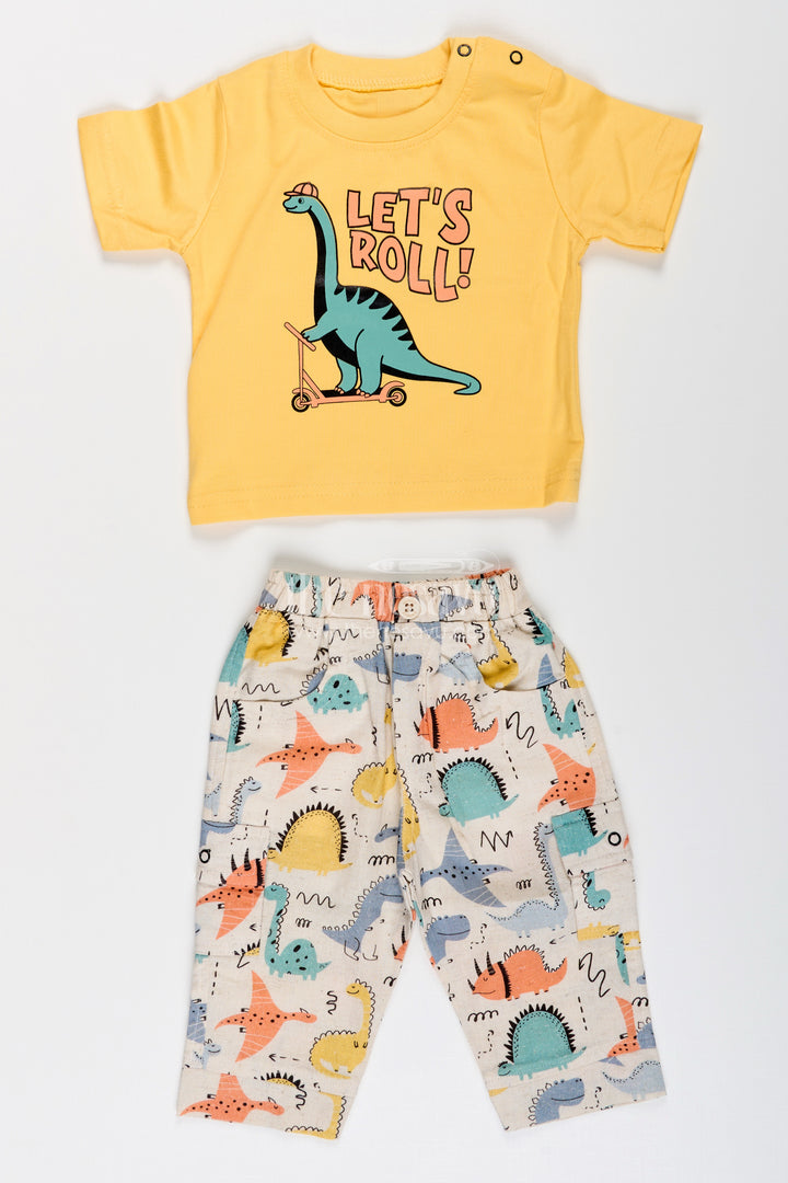 Toddler boys dinosaur print cotton hoodie and T-shirt set