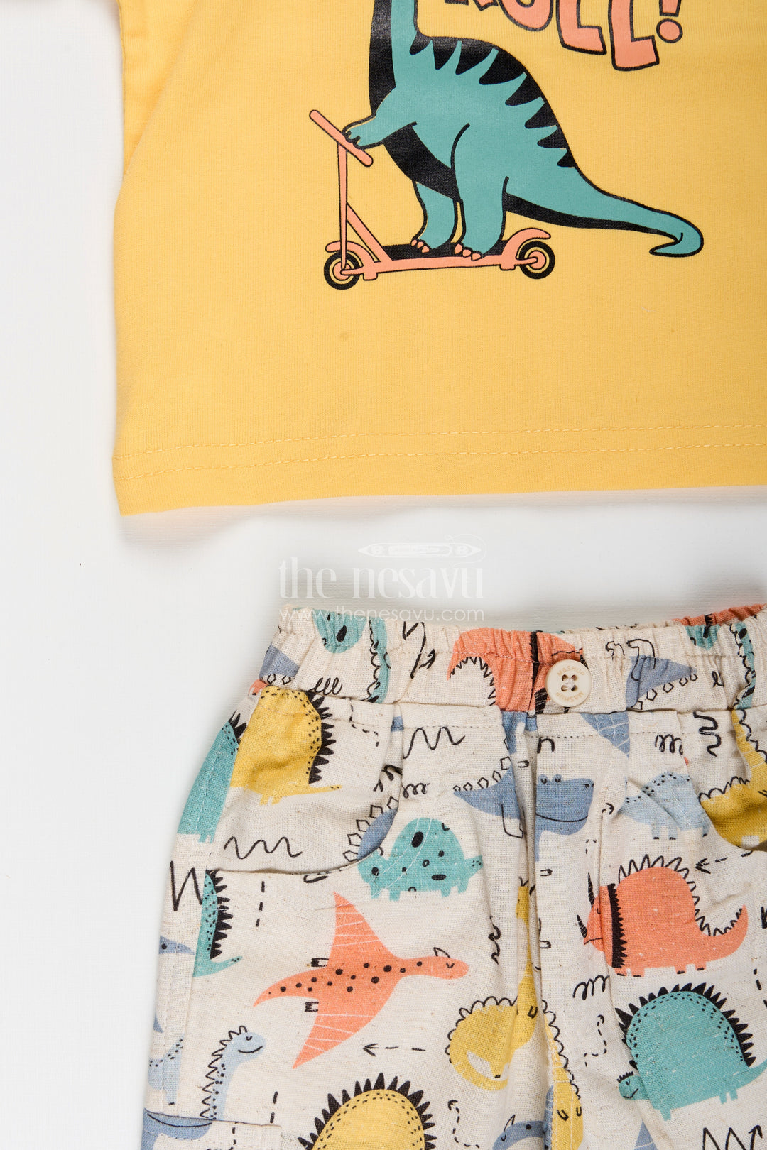 Toddler boys dinosaur print cotton hoodie and T-shirt set