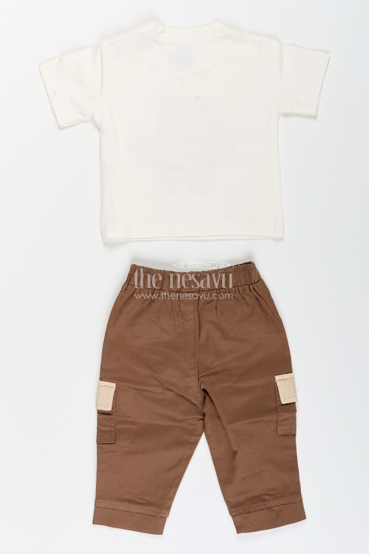 Toddler boys seersucker cotton safari-style shirt and cargo pants set