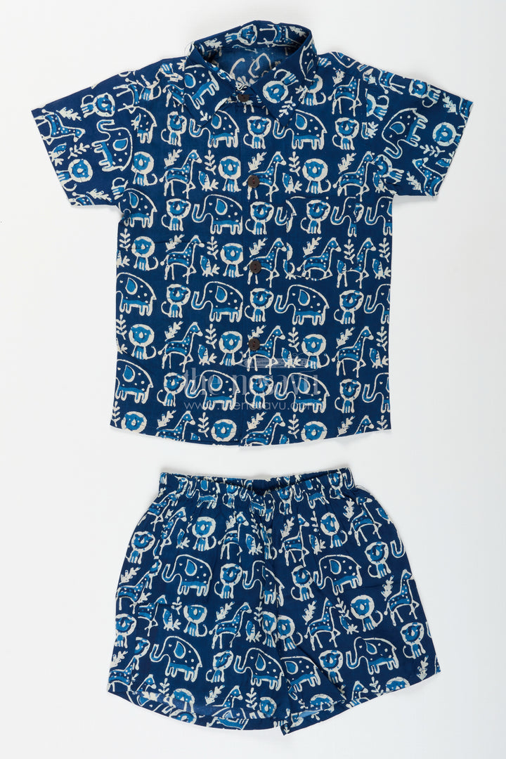 Toddler boys co-ord set with jungle animal print for daily wear