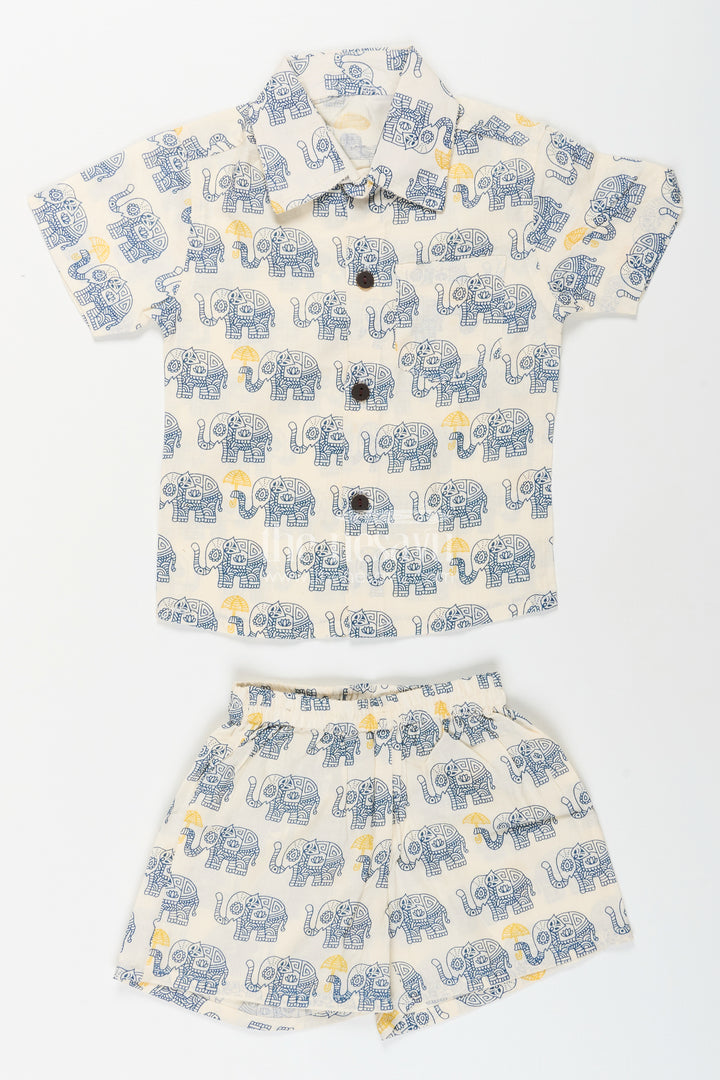 Boys elephant print cotton set for everyday casual dressing