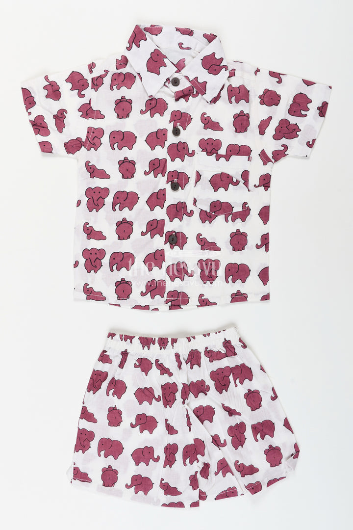 Elephant print cotton set for toddler boys' summer wardrobe