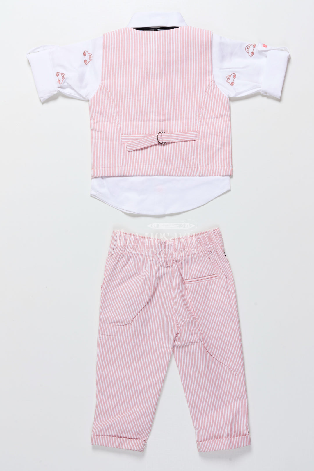 Toddler boys cotton jacket set with pink striped design