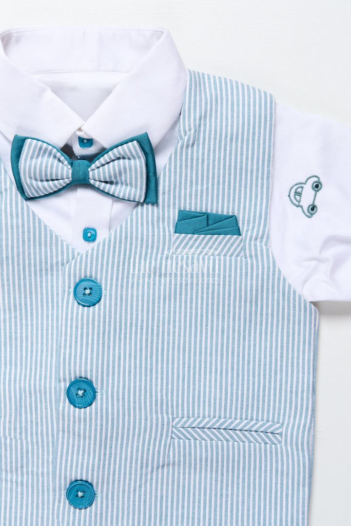Toddler boys cotton jacket set with blue stripes for casual dressing