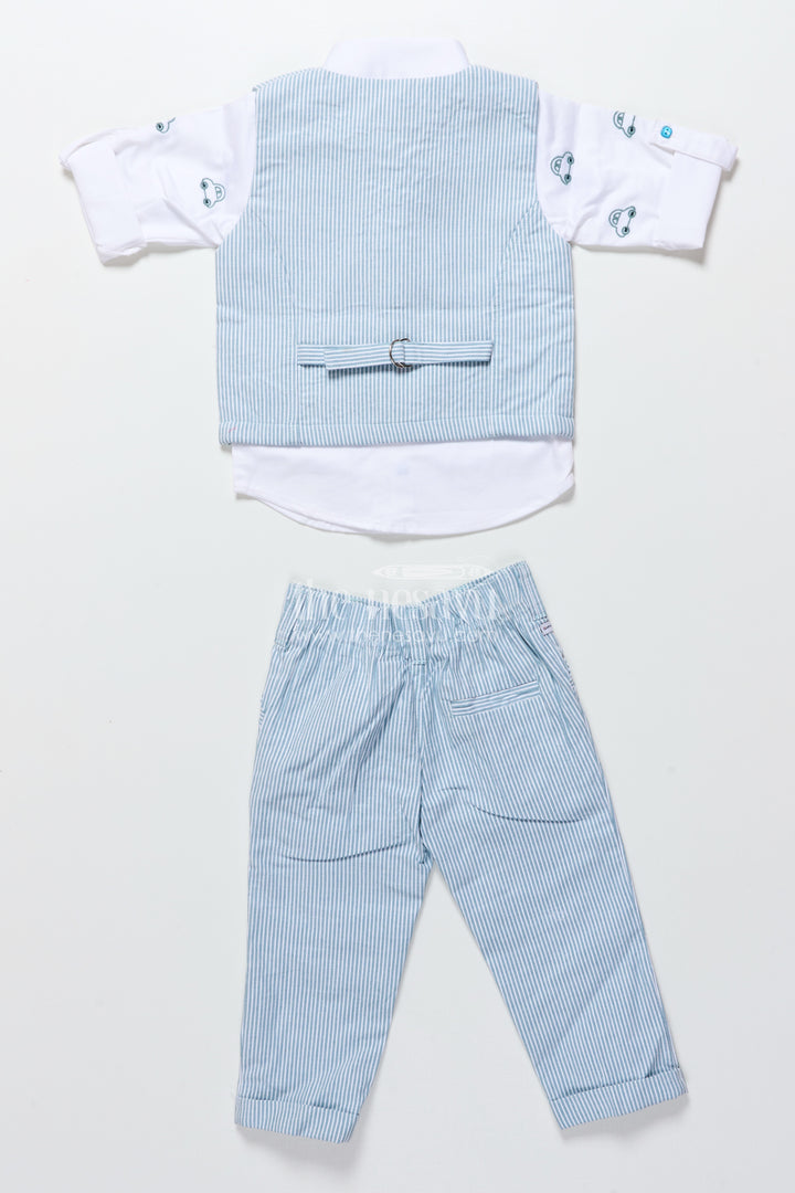 Toddler boys cotton jacket set with blue stripes for casual dressing