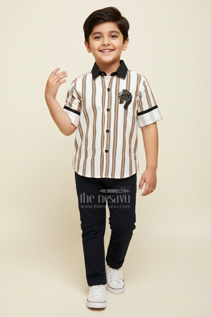 Toddler Boys Striped Shirt and Pant Set for Casual Gatherings