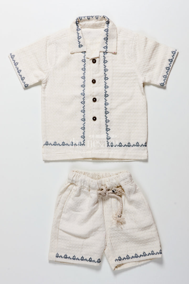Baby boys embroidered cotton set for festive family moments