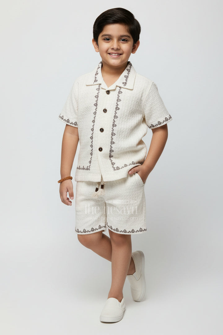 Toddler Boys Cotton Embroidered Set for Traditional Occasions