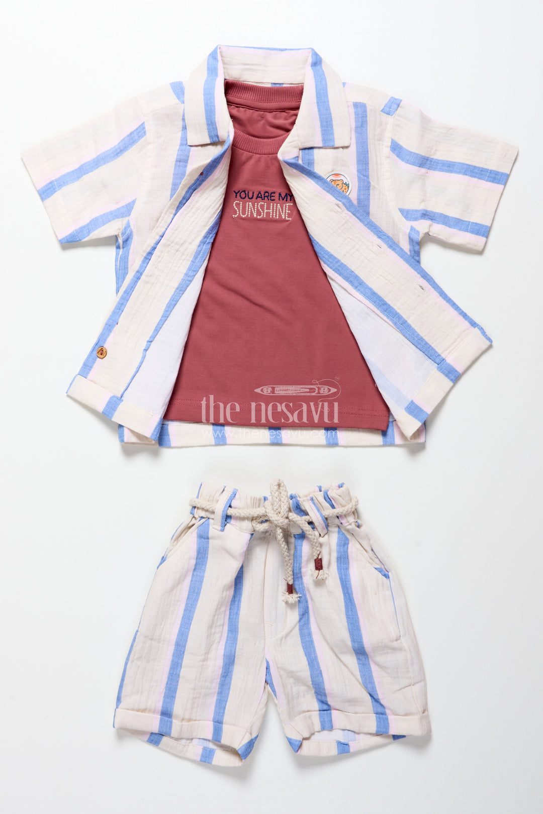 Toddler boys muslin striped cotton set for summer and everyday dressing