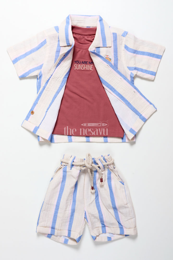Toddler boys muslin striped cotton set for summer and everyday dressing